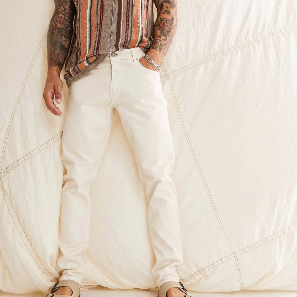 asos design slim jeans in dusty ecru